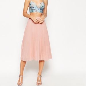 ASOS petite light pink pleated midi skirt